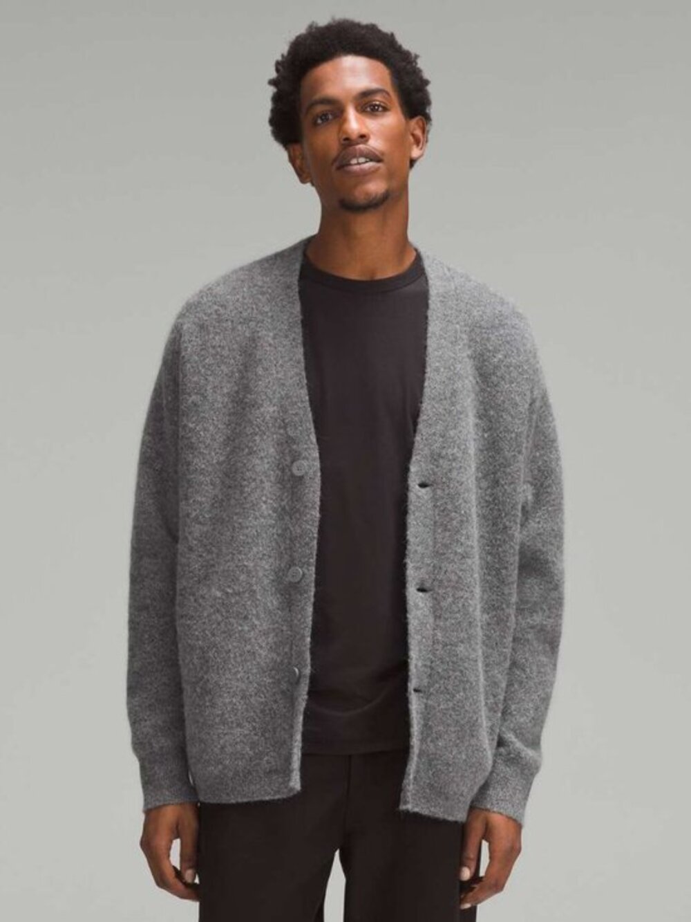 NWT Men's Lululemon Alpaca Wool-Blend Cardigan Sweater M Heathered Asphalt Grey